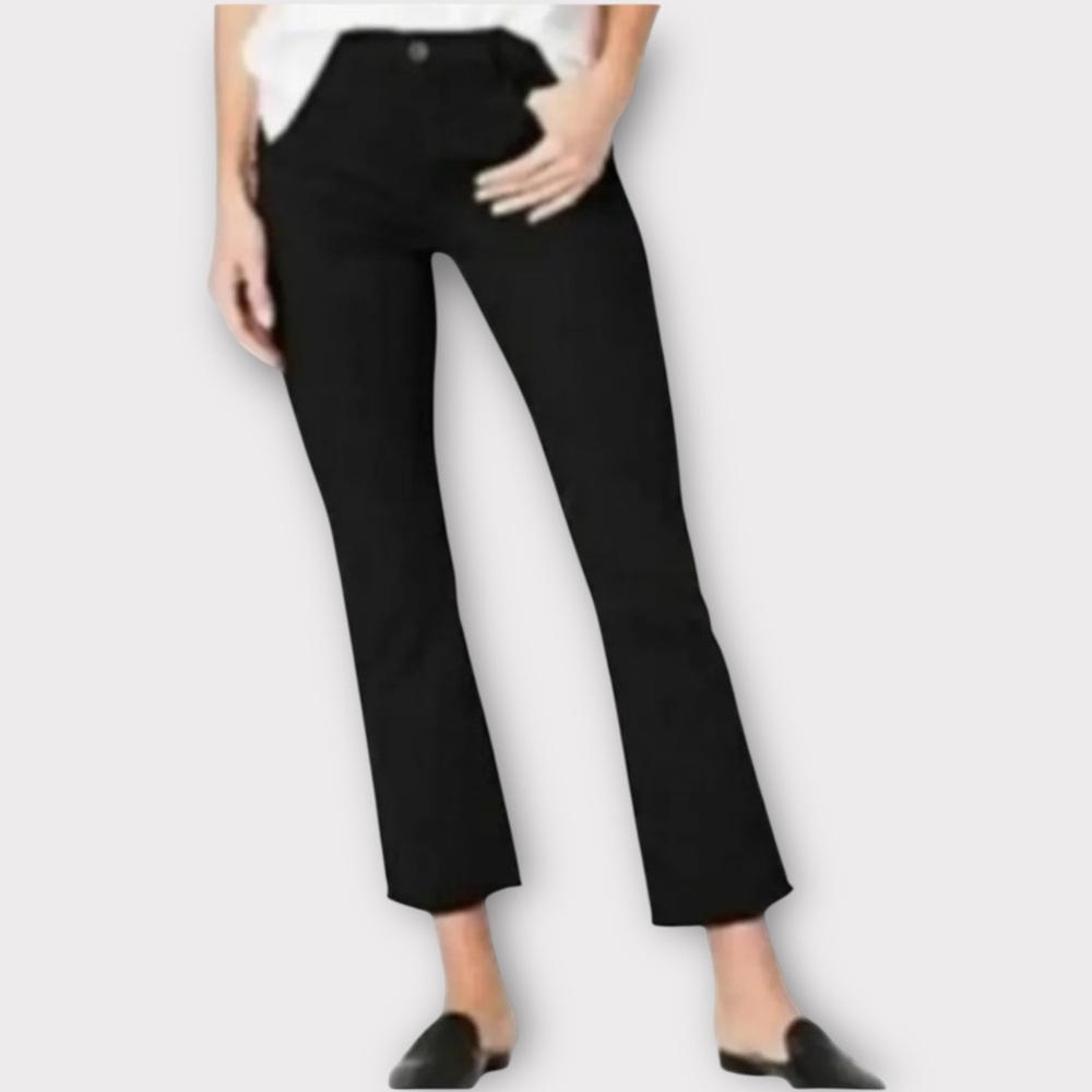 J Jill Black Kick Flare Ankle Jeans 4 Tall Raw Hem Stretch Bootcut Denim Capris